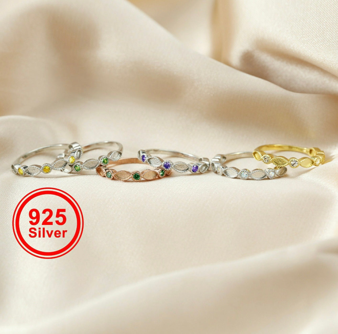 Half Birthstone Band