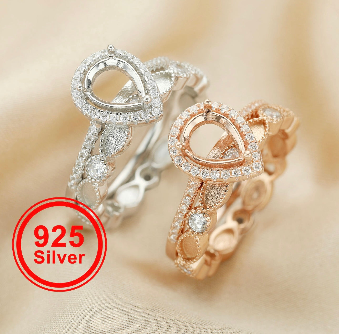 Teardrop Birthstone Stackable